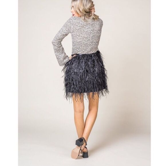 Tyler Böe Monique Cheetah Feather Dress - Picture 3 of 7